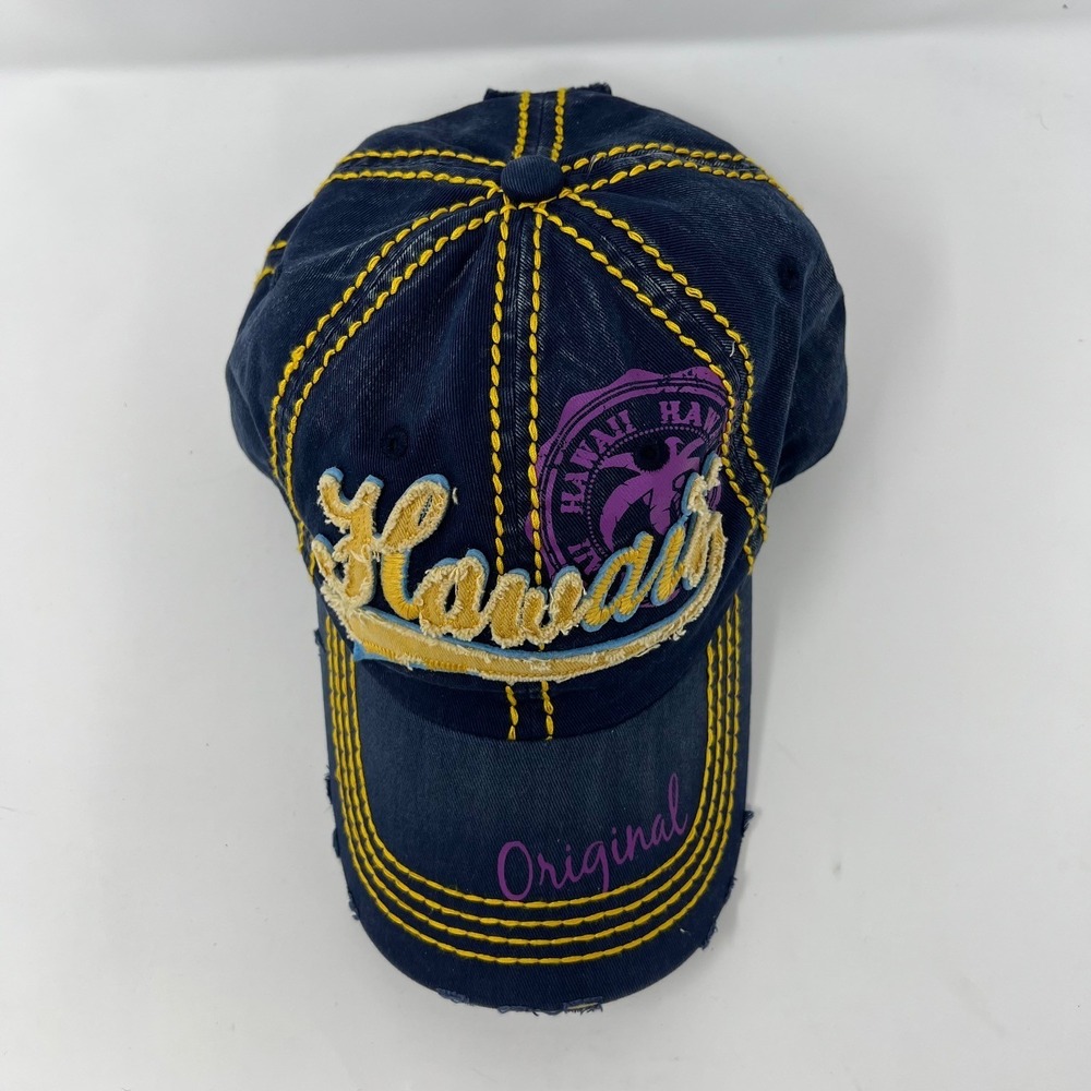 Robin Ruth Hawaii Hat Vintage Faded Distressed Embroidered Spellout Adjustable - Picture 4 of 8